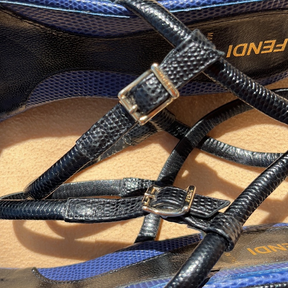 Authentic Fendi Blue Leather Platform Wedge - Picture 14 of 16